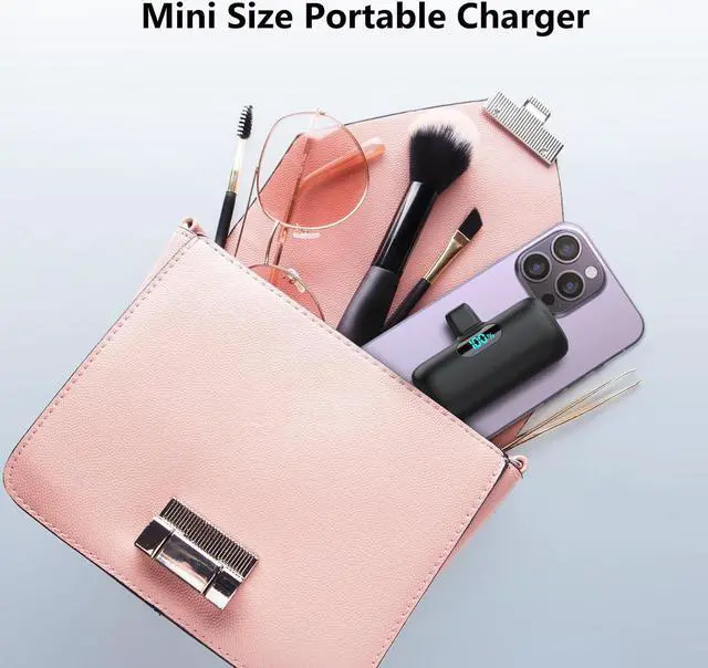 Alt view image 3 of 7 - Mini Portable Charger USB C Power Bank,Upgraded 5000mAh PD Fast Charging Battery Pack Built-in USB-C Connector,LCD Display,Compatible with iPhone16,16 Plus,16Pro/Max/15,iPad Pro/Air,Android Phone etc