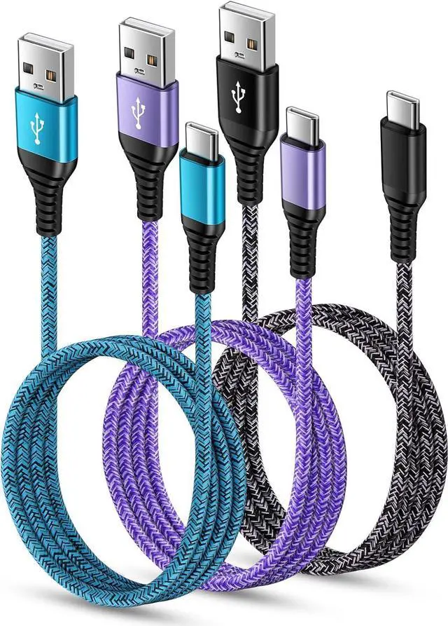 Main image of USB C Charger Cable Fast Charging 3 Pack 6ft for iPhone 16 15 Pro Max/15 Plus/15 Pro/15 3.1A Braided Car Cord USB A to USB C Android Phone Power Cord for  Galaxy S24 A54 A14 S23 Ultra S22 S21