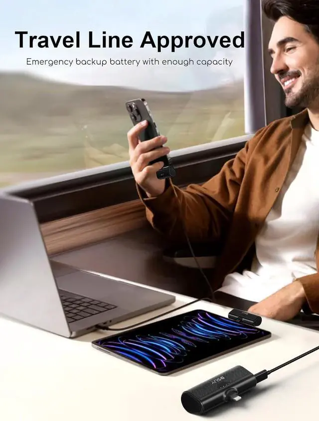 Alt view image 3 of 7 - 5000mAh 2 Packs Portable Phone Charger iPhone with Built-in Cable, MFi Certified Portable Power Bank External Battery Pack Charger Compatible with iPhone 14/13/12/11/XR/8 Plus Pro Max Series