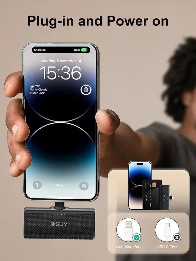 Alt view image 5 of 7 - 5000mAh 2 Packs Portable Phone Charger iPhone with Built-in Cable, MFi Certified Portable Power Bank External Battery Pack Charger Compatible with iPhone 14/13/12/11/XR/8 Plus Pro Max Series