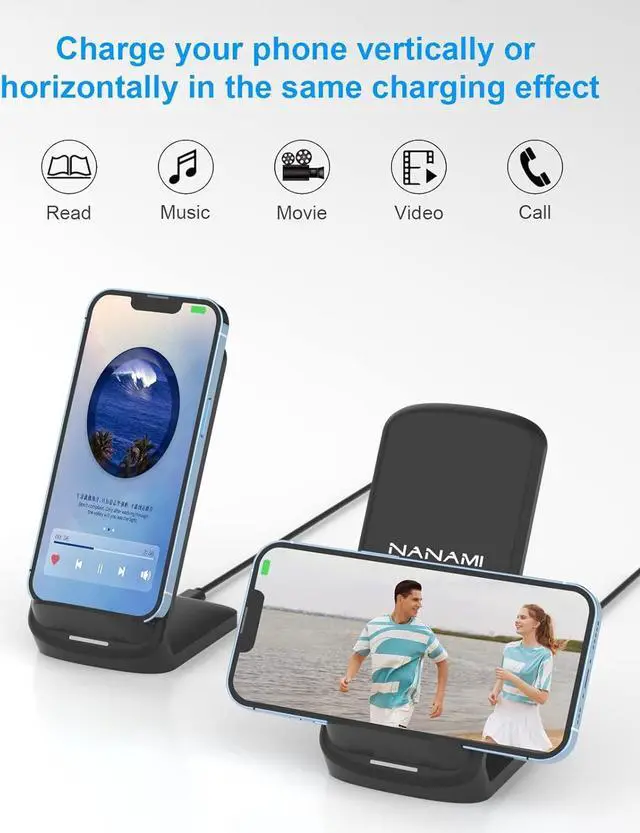 Alt view image 3 of 7 - Upgraded Fast Wireless Charger Qi-Certified Wireless Charging Stand Compatible with  Galaxy S24/S23/S22/S21/S20 & Qi Phone Charger for iPhone 16/16 Plus/16 Pro/16 Pro Max/15/14/13/12