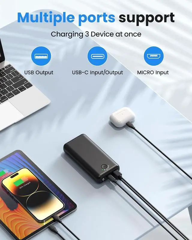 Alt view image 5 of 7 - Portable Charger Power Bank 30000mAh - USB C 22.5W Fast Charging External Battery Pack Charging Bank PD QC4.0 with Flashlight 3 Outputs & 2 Inputs Phone Charger for iPhone Samsung Galaxy iPad etc
