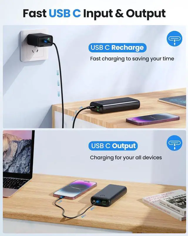 Alt view image 6 of 7 - Portable Charger Power Bank 30000mAh - USB C 22.5W Fast Charging External Battery Pack Charging Bank PD QC4.0 with Flashlight 3 Outputs & 2 Inputs Phone Charger for iPhone Samsung Galaxy iPad etc