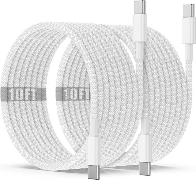 Main image of USB C to C Charging Cable 10ft 60W Fast Type C to C Charger Cord Long for Apple iPhone 16/16 Pro Max/15 Plus/15 Pro Max MacBook Pro 2021/2020/2019/2018 iPad 12.9/11 inch/Mini/Air 5/4  Galaxy