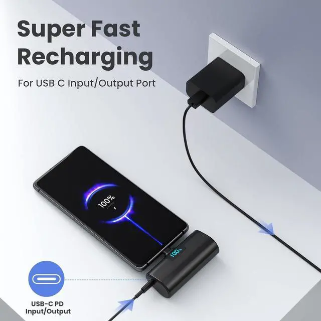Alt view image 3 of 7 - [2-Pack] Small Portable Charger for iPhone 15 Series,Upgraded 5200mAh PD USB C Power Bank Built-in USB-C Connector, Battery Pack Compatible with iPhone 15/15 Plus/15 Pro/15 Pro Max/Samsung,Android etc