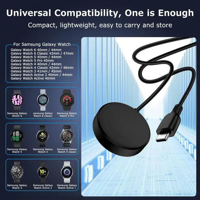 Alt view image 7 of 7 - USB C Samsung Watch Charger Fast Charging for Samsung Galaxy Watch 7/6 Classic/6/5 Pro/5/4/4 Classic/3/Active 2/Active 1, Magnetic Wireless Galaxy Charger Pad with 3FT Type C Cable Cord