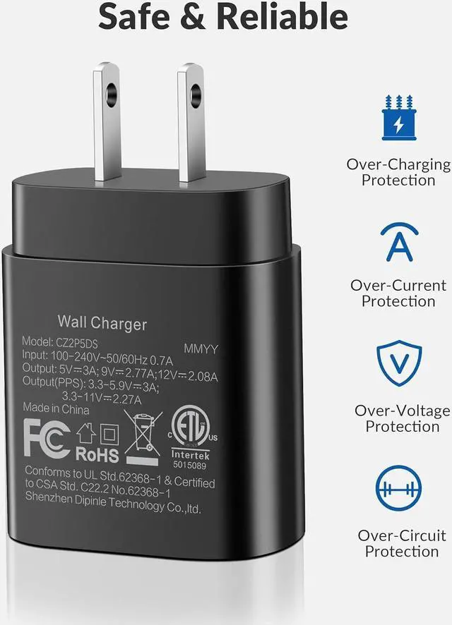 Alt view image 2 of 7 - S25/S25 Ultra Charger Fast Charging, 25W USB C Super Fast Wall Charger 6FT Type C Charger Cable Cord Android Phone Charger Block for Samsung Galaxy S25 Ultra/S25/S25+/S24 Ultra/S24/S23/S22/S21