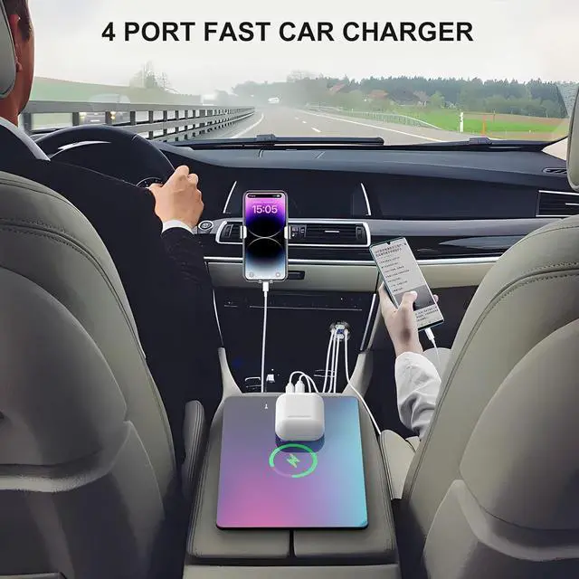 Alt view image 3 of 7 - Upgraded 4 Port 12V USB Outlet Aluminum Charger, 78W Dual PD & QC Multiple USB Port for Car, USB C Cigarette Lighter Replacement 12 Volt Socket with Voltmeter Waterproof for Marine Boat Motorcycle RV