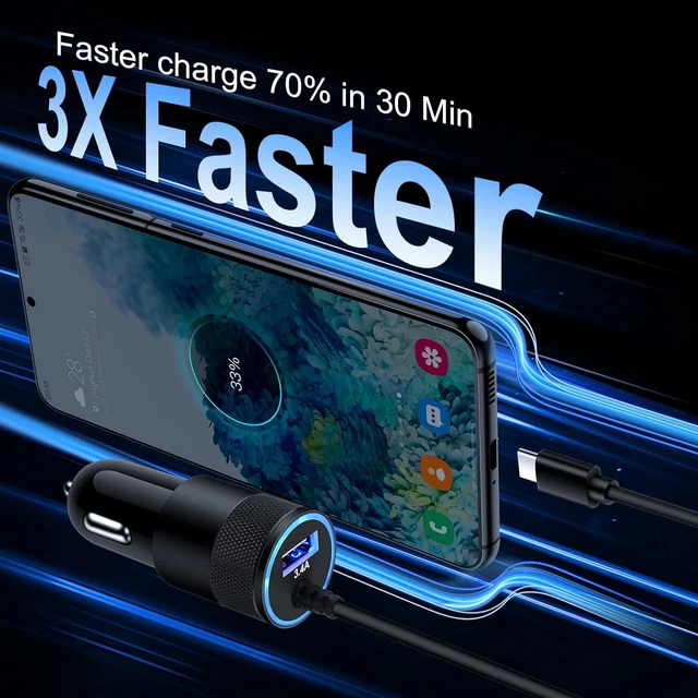 Alt view image 2 of 7 - Type C Fast Car Charger for Galaxy A17/A16/A15/A14/5G/S26/S25 Ultra