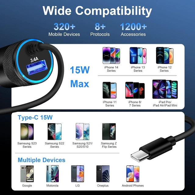 Alt view image 5 of 7 - Type C Fast Car Charger for Galaxy A17/A16/A15/A14/5G/S26/S25 Ultra