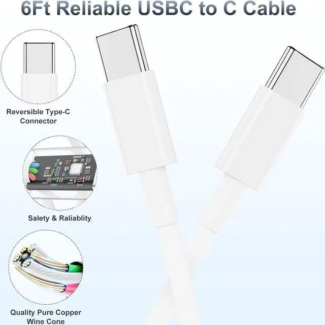 Alt view image 3 of 7 - iPhone 15 Fast Charger, 20W USB C Charging Block for Apple iPhone 15 Plus/15 Pro Max, iPad Pro 12.9/11 inch/4/3th/Air/Mini/6 Gen,iPad Wall Plug Power Adapter Cube Brick/6ft Type C to C Cable Cord Long