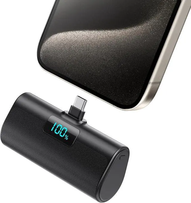 Main image of Small Portable Charger 5200mAh,Upgraded PD USB C Power Bank Built-in USB-C Connector,LCD Display Battery Pack,Compatible with iPhone 16/15/15 Plus/15 Pro/15 Pro Max/iPad/Samsung Android Phone etc
