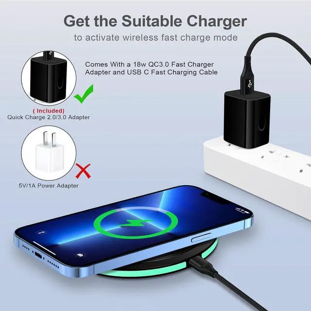 Alt view image 2 of 6 - 15W Samsung Wireless Charger Pad Fast Charging Station for Samsung Galaxy Z Flip 6/5/4,Z Fold 5/4,S25 Ultra/S24 FE/S23/S22,Fast Wireless Charging Mat Black with Adapter for Google Pixel 9/8,iPhone 16