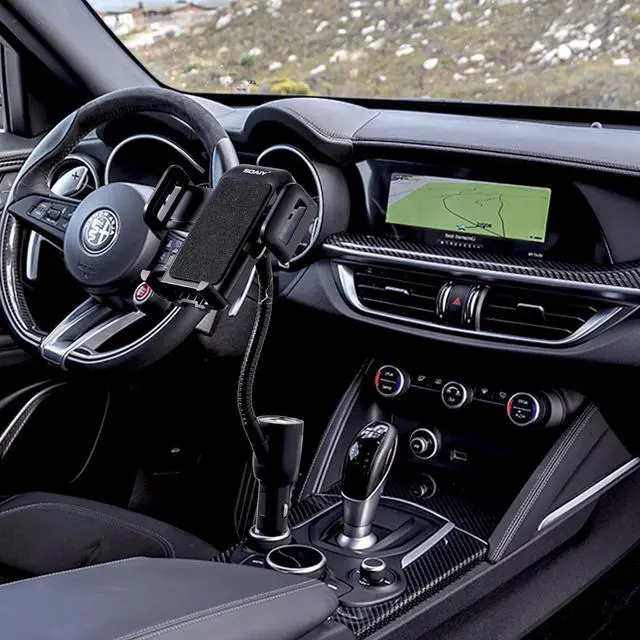 Alt view image 7 of 7 - 3-in-1 Cigarette Lighter Car Mount + Voltage Detector (Not for Center Console & Window) Dual USB 3.1A Charger with Adjust Gooseneck & 360° Rotating Car Mount Cradle for 1.7-3.7inch Width Phones