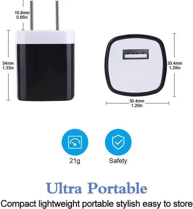 Alt view image 5 of 7 - Wall Charger Block, USB Plug 5Pack 1A/5V Single Port Wall Charge Box Charging Cube Brick for iPhone 17 16e 16 15 Pro Max 14 13 12 XS X Samsung Galaxy A17 A16 A56 A15 A55 LG Moto Android Phone Charger