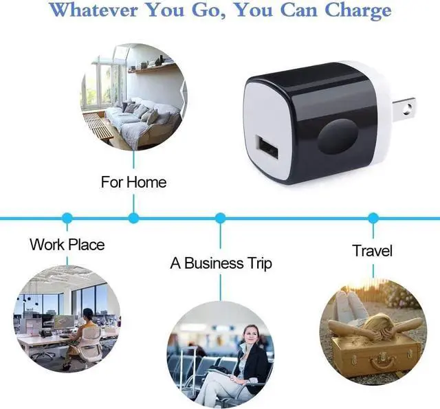 Alt view image 7 of 7 - Wall Charger Block, USB Plug 5Pack 1A/5V Single Port Wall Charge Box Charging Cube Brick for iPhone 17 16e 16 15 Pro Max 14 13 12 XS X Samsung Galaxy A17 A16 A56 A15 A55 LG Moto Android Phone Charger