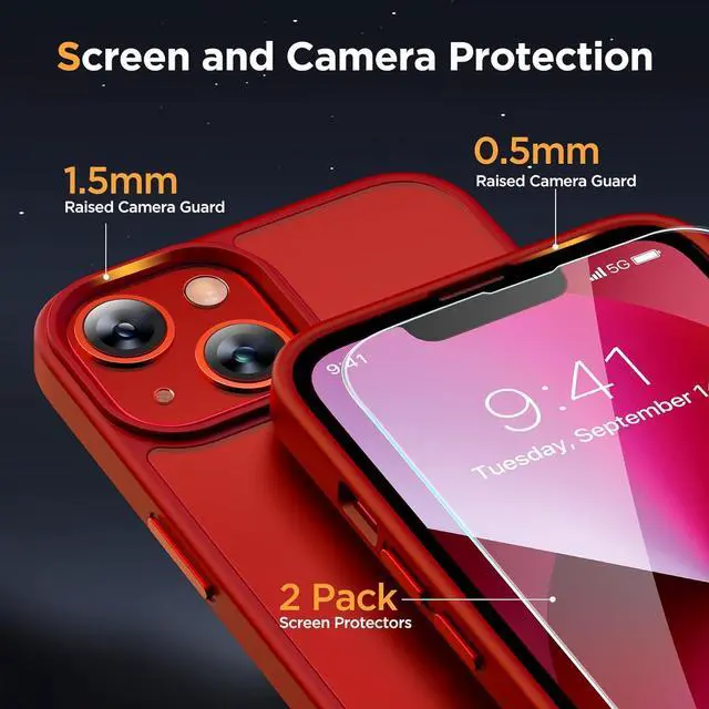 Alt view image 5 of 7 - Miracase Magnetic Series for iPhone 13 Case [Compatible with MagSafe] [with 2X Screen Protectors] Military-Grade Protection, Anti-Fingerprint, Slim Design Phone Case for iPhone 13, Red