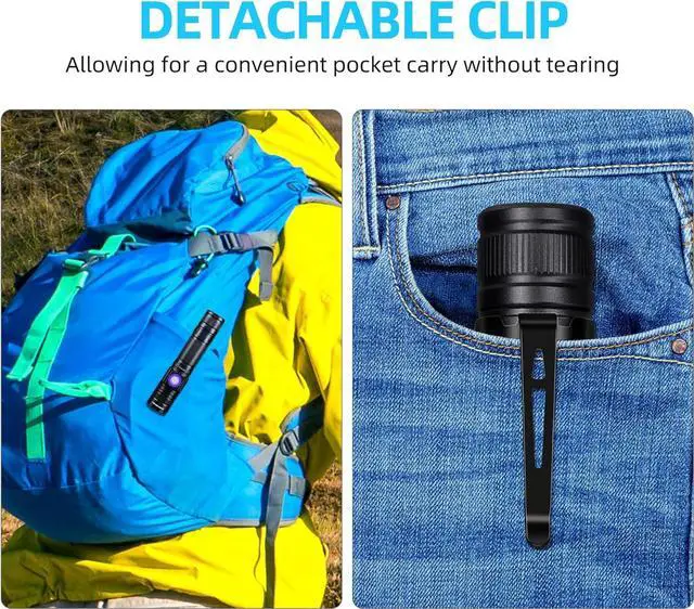 Alt view image 5 of 7 - DARKBEAM UV Flashlight 365nm & 395nm Blacklight Rechargeable USB, Woods Lamp Ultraviolet Black Light LED Portable - Detector for Pet Cat Urine, Stains, Resin Curing, Uranium Glass, 2 Pack