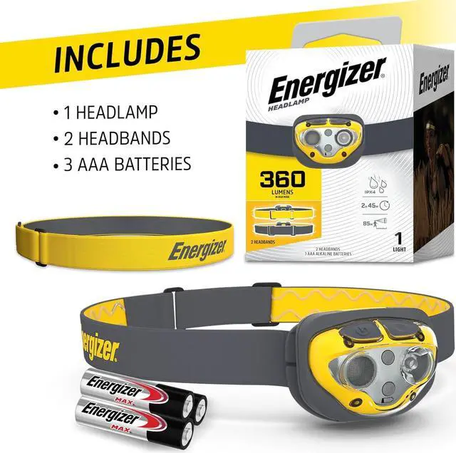 Alt view image 6 of 6 - LED Headlamp Pro360 Extra Headband Included IPX4 Water Resistant Headlamps High-Performance Head Light for Outdoors Camping Running Storm Batteries Included