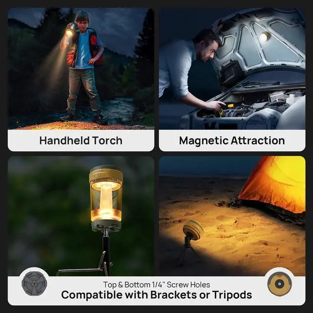 Alt view image 6 of 7 - Consciot LED Camping Lantern, USB-C Rechargeable, 5 Light Modes 3 Color Temperatures 4400mAh Battery | Disassembly Free Design & Magnetic | Dimmable Flash Light & Night Light for Indoor and Outdoor