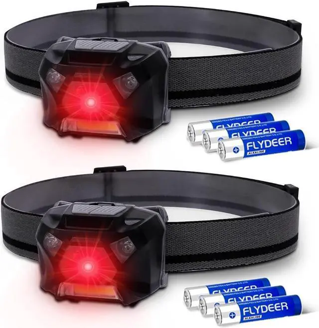 Main image of Pack 2 Red Light LED Headlamps Flashlights Headlight Bright Head Lamp for Adults Night Vision and Outdoor Camping