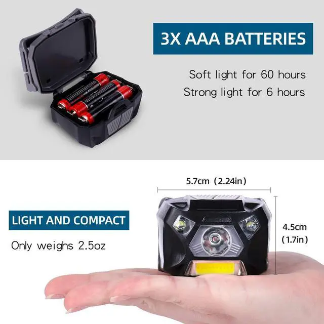 Alt view image 5 of 7 - Pack 2 Red Light LED Headlamps Flashlights Headlight Bright Head Lamp for Adults Night Vision and Outdoor Camping