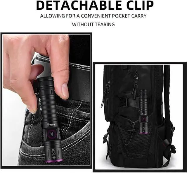 Alt view image 4 of 7 - ALONEFIRE SV87 365nm UV Flashlight Zoom 5W Type C USB Rechargeable Black Light Money Detector for Resin Curing, Pet Urine Detection, Scorpion, Fishing, Minerals, Leaks, Cure Glue with Battery