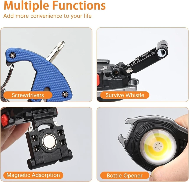 Alt view image 6 of 7 - 4-Pack Rechargeable COB Keychain Flashlight, 7 Modes, 1600 Lumen for EDC & Emergencies