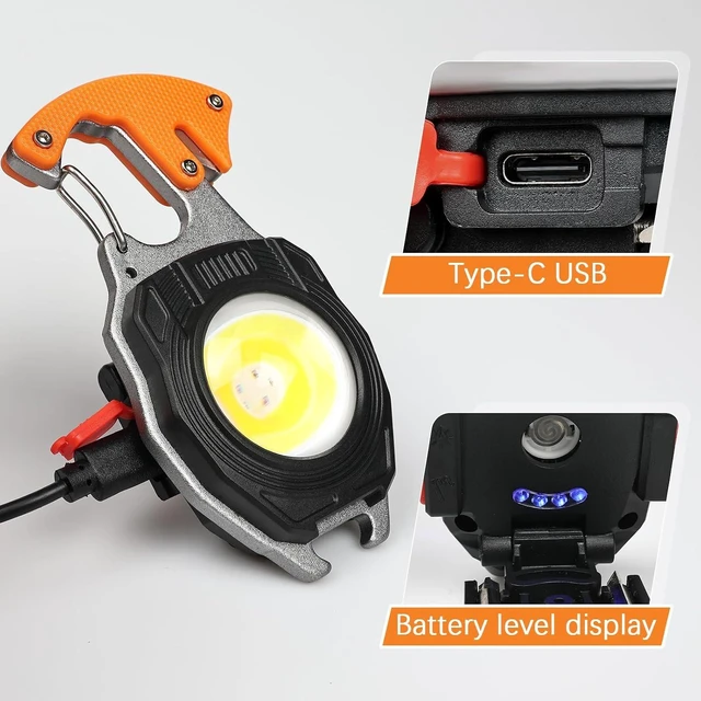 Alt view image 7 of 7 - 4-Pack Rechargeable COB Keychain Flashlight, 7 Modes, 1600 Lumen for EDC & Emergencies