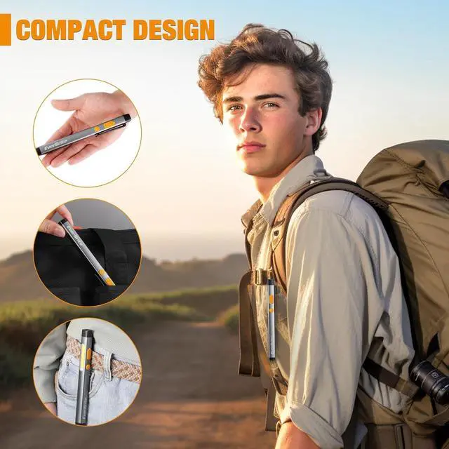 Alt view image 6 of 7 - EverBrite Pen Flashlight, Rechargeable LED Pen Light, COB Light with White and Red Modes, Memory Function, USB C Cable, 6 Modes Pocket Light with Clip and Magnet, Waterproof, for Camping, Emergency