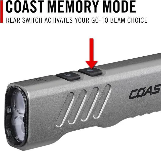 Alt view image 7 of 7 - Coast Slayer 1150 Lumen USB-C Rechargeable LED Flashlight with Spot/Flood, Memory Mode and Pocket Clip, Silver