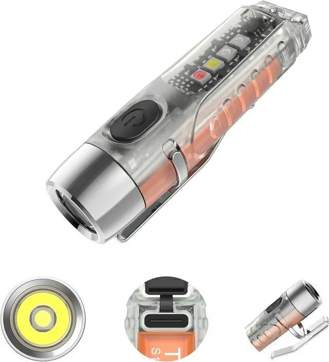 Main image of S12Plus Keychain Flashlight610 High Lumen EDC Pocket Flashlight,USB C Rechargeable Mini LED Flashlight,Small Flashlight,for Camping, Outdoor,Emergency(Fluorescent White)