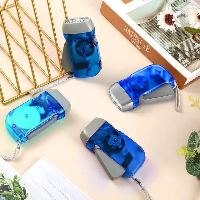 Alt view image 4 of 6 - Mudder 8 Pack Hand Crank Flashlight 3 LED Hand Press Emergency Flashlight No Battery Portable Wind-up Powerful Safety Tool for Camping, Hiking, Outdoor Survival Sports and Home Power Outage(Blue)