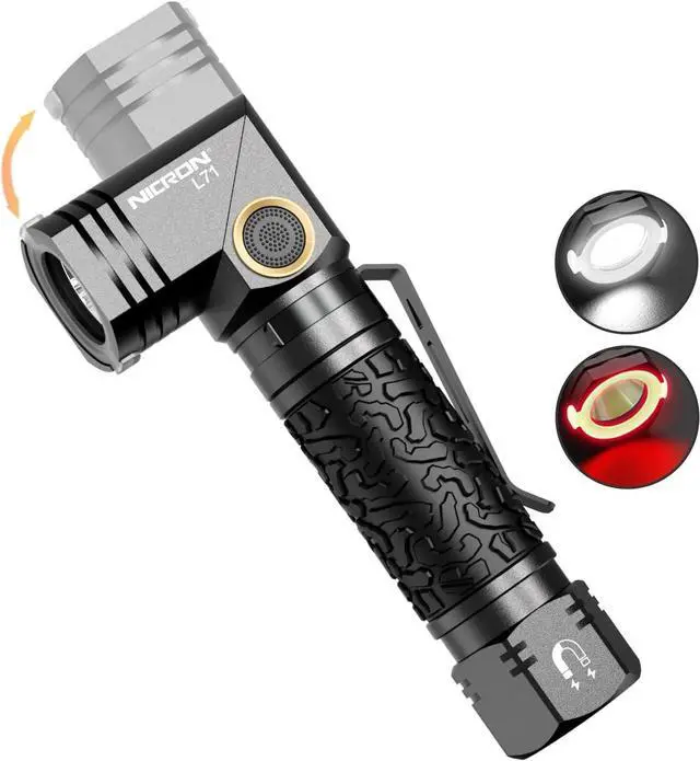 Main image of L71 Tactical Flashlights High Lumens Type-C Rechargeable Magnetic Flashlight 90 Degree Working Light, IP65 Waterproof 1800 Lumens LED 8 Modes Flashlights for Outdoor Camping Emergency