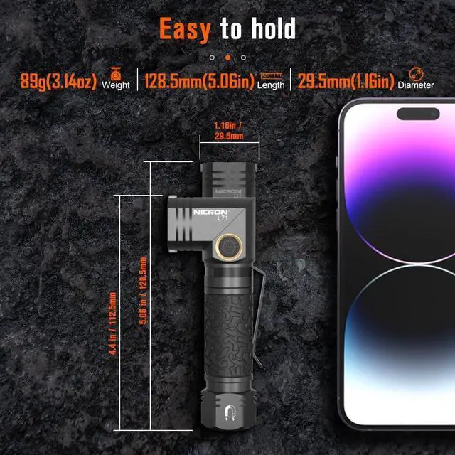 Alt view image 3 of 7 - L71 Tactical Flashlights High Lumens Type-C Rechargeable Magnetic Flashlight 90 Degree Working Light, IP65 Waterproof 1800 Lumens LED 8 Modes Flashlights for Outdoor Camping Emergency