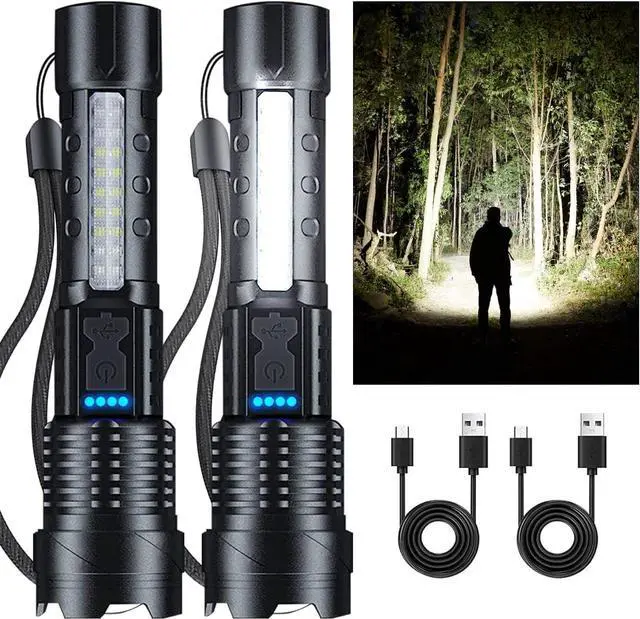 Main image of PeakPlus Rechargeable Flashlights for Home [2 Pack] High Lumens Super Bright 7 Modes IPX6 Waterproof Zoomable LED Flash Lights for Emergencies, Camping