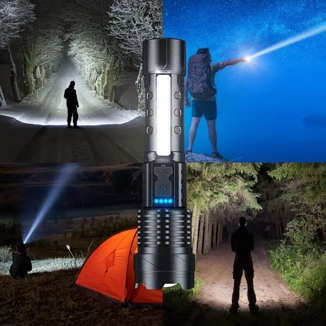 Alt view image 7 of 7 - PeakPlus Rechargeable Flashlights for Home [2 Pack] High Lumens Super Bright 7 Modes IPX6 Waterproof Zoomable LED Flash Lights for Emergencies, Camping