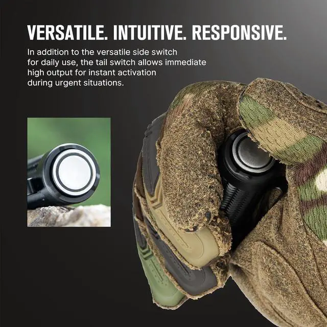 Alt view image 5 of 7 - Warrior Nano Tactical Flashlight, 1200 Lumens Rechargeable LED Light with MCC Charger, Dual Switches EDC Light for Emergency, Outdoors and Camping (Black)