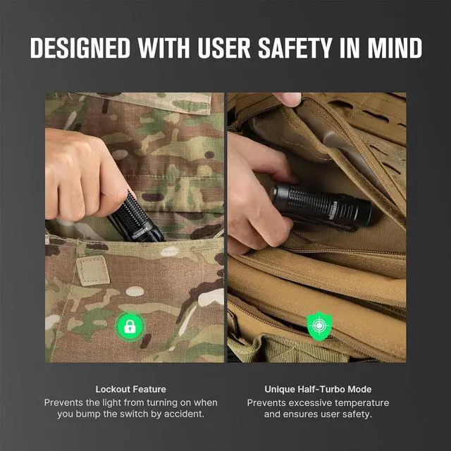 Alt view image 6 of 7 - Warrior Nano Tactical Flashlight, 1200 Lumens Rechargeable LED Light with MCC Charger, Dual Switches EDC Light for Emergency, Outdoors and Camping (Black)