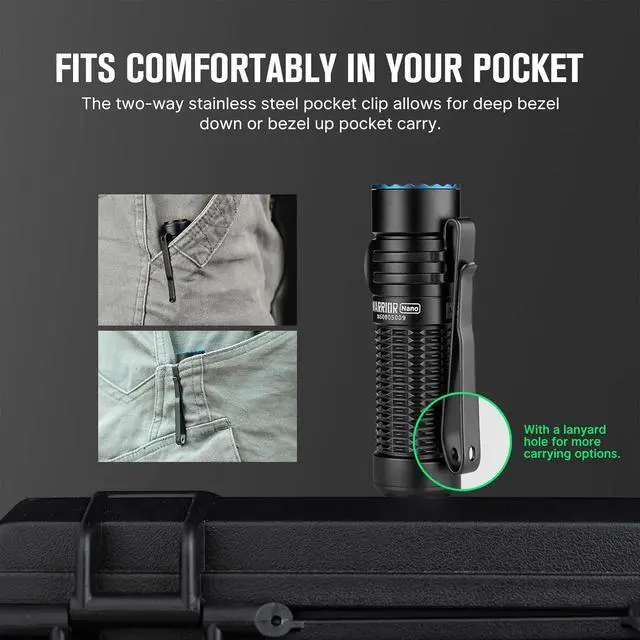 Alt view image 7 of 7 - Warrior Nano Tactical Flashlight, 1200 Lumens Rechargeable LED Light with MCC Charger, Dual Switches EDC Light for Emergency, Outdoors and Camping (Black)