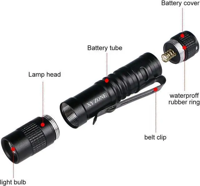 Alt view image 3 of 7 - Ultra Slim LED Flashlights XP-1 XPE-R3 1000LM Mini Clip Lamp Penlight Torch Powered by 1 x AAA 5Pcs (Battery not include)