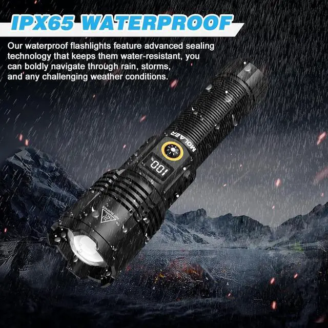 Alt view image 6 of 7 - Rechargeable Flashlights 2200 High Lumens Super Bright LED Flashlight with Zoomable 6 Modes IPX6 Waterproof Powerful Tactical Handheld Flash Light for Camping Hiking Emergencies