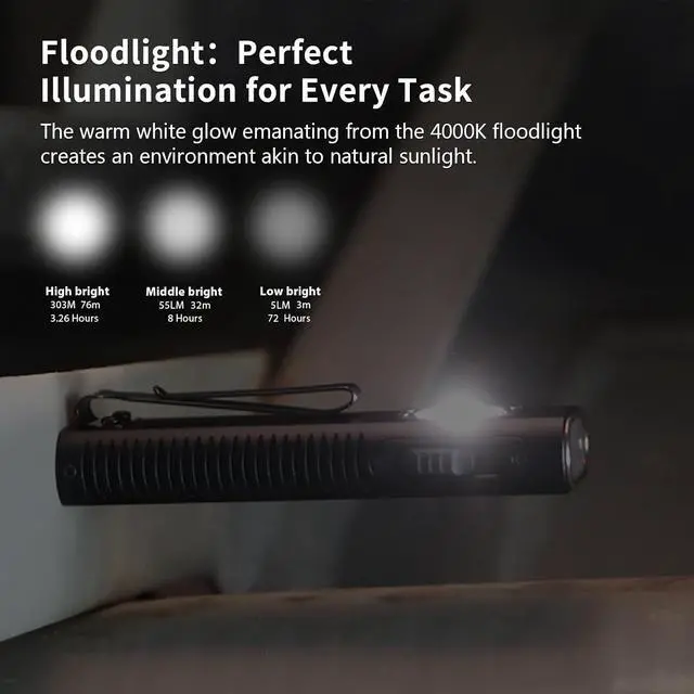 Alt view image 4 of 7 - TrustFire Mini X3 Rechargeable EDC Flashlight with White Light, Flood Light, UV and Green Beam, 1050 Lumens Portable Flat Flashlights, Fourfold Light Sources Pocket Lights for Emergency (Black)