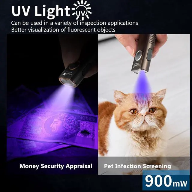 Alt view image 6 of 7 - TrustFire Mini X3 Rechargeable EDC Flashlight with White Light, Flood Light, UV and Green Beam, 1050 Lumens Portable Flat Flashlights, Fourfold Light Sources Pocket Lights for Emergency (Black)