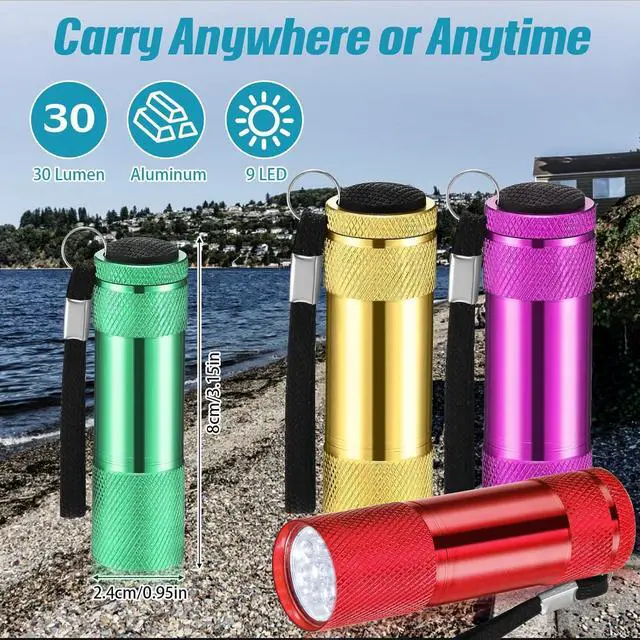 Alt view image 2 of 7 - 48 Pcs Mini Flashlights Bulk, Bright Aluminum Handheld Flash Light with Lanyard, Small LED Flashlights for Kids Night Reading Emergency Hurricane Camping Hiking Party Favors(Classic Color)