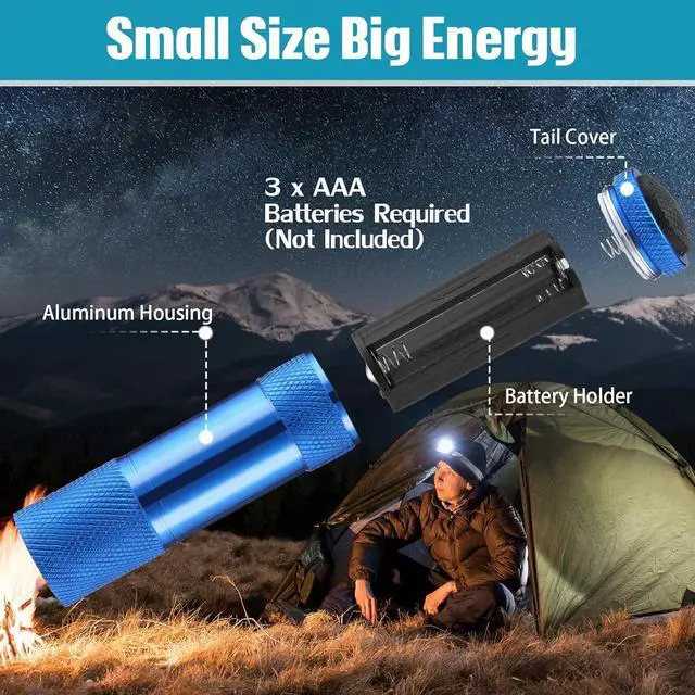 Alt view image 3 of 7 - 48 Pcs Mini Flashlights Bulk, Bright Aluminum Handheld Flash Light with Lanyard, Small LED Flashlights for Kids Night Reading Emergency Hurricane Camping Hiking Party Favors(Classic Color)
