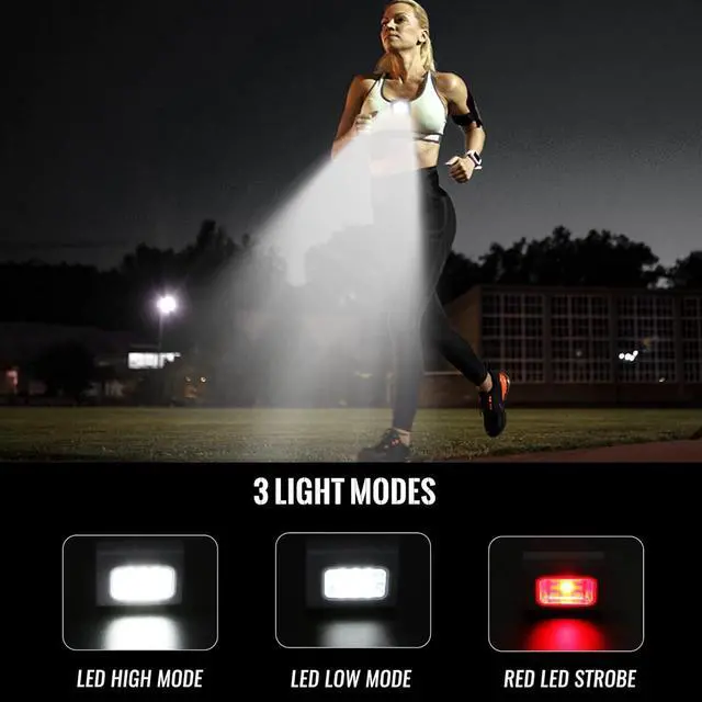 Alt view image 2 of 7 - Clip on Running Lights, 2Pack Rechargeable Night Light with Strong Magnet Reflective, LED Running Lights 3 Modes Brightness with Red Strobe for Runners Joggers Camping Hiking Walking Outdoor Adventure