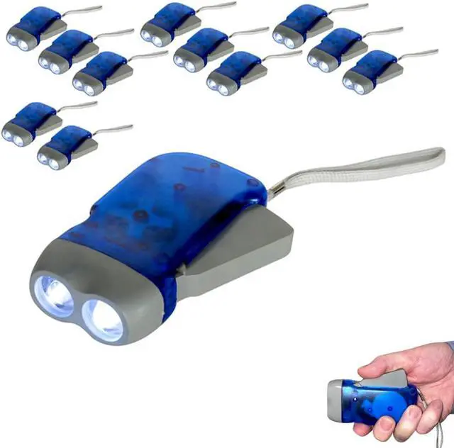 Main image of Evelots Hand Crank Emergency Flashlights -12 Pack- Camping, Home, Car - Double LED Bright Lights - Great for Hiking, Outdoor Sports, Power Outage Easy to Use