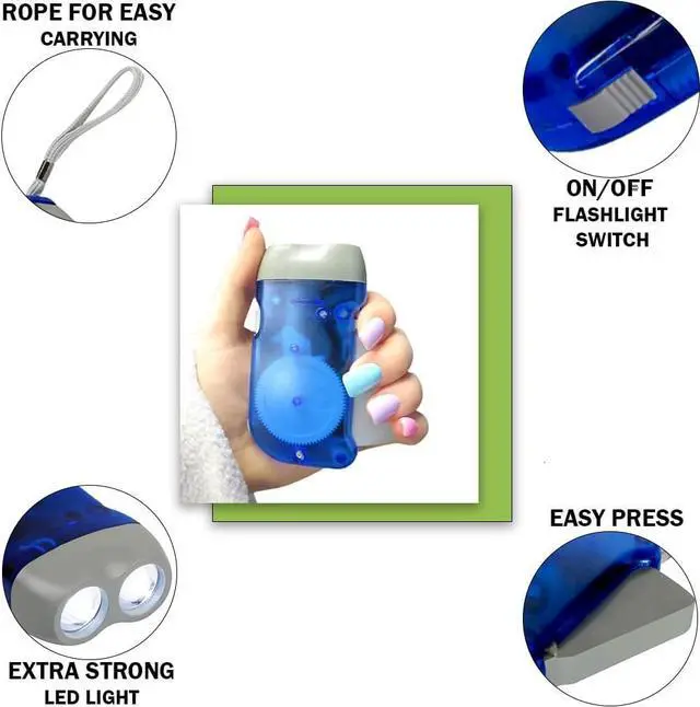 Alt view image 4 of 7 - Evelots Hand Crank Emergency Flashlights -12 Pack- Camping, Home, Car - Double LED Bright Lights - Great for Hiking, Outdoor Sports, Power Outage Easy to Use