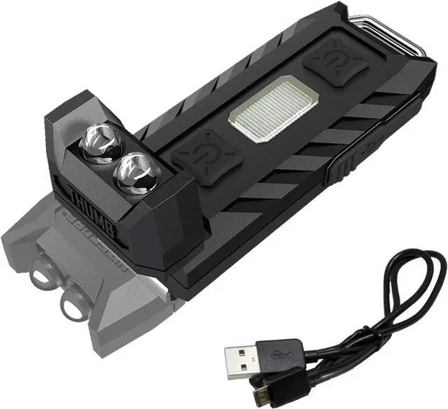 Main image of Nitecore Thumb 85 Lumens USB Rechargeable White & Red LED Keychain Light - Tiltable Work Light with Clip and a LumenTac USB Charging Cable
